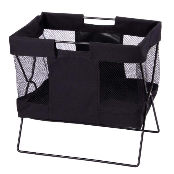 ストリックスデザイン 荷物置き 折り畳み メッシュバッグ 小 ブラック 折りたためてコンパクトに収納...