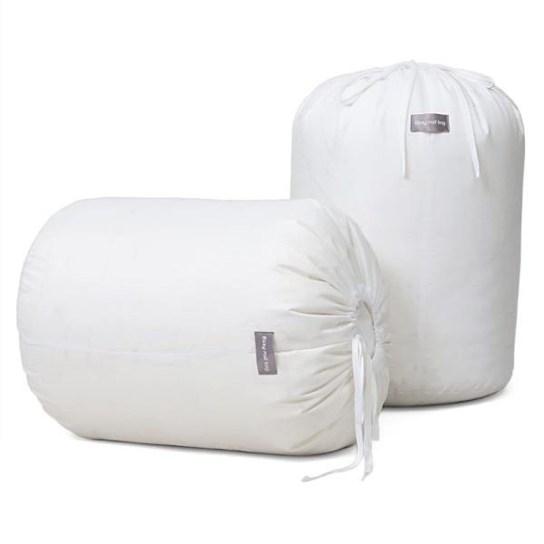 アストロ 収納袋 ホワイト Lサイズ 2枚組 丸めて簡単収納 羽毛布団収納 巾着袋 収納バッグ 筒型...