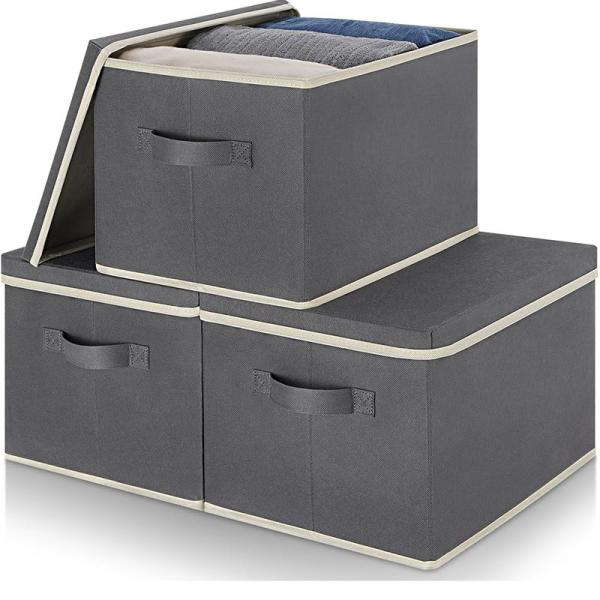 ASXSONN 収納ボックス 蓋付き 3個セット 折り畳み 取っ手付き 蓋付き収納ボックス カラーボ...