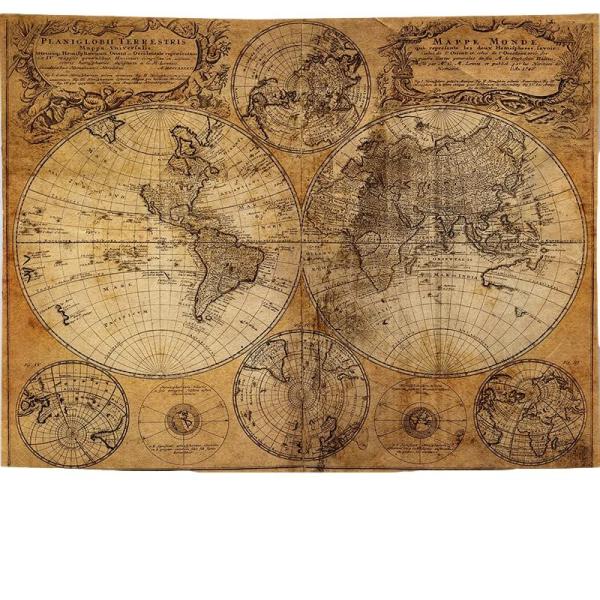 世界地図 ポスター アンティーク マップ ヴィンテージ 壁飾り 布製 ワールドマップ 古地図 (15...