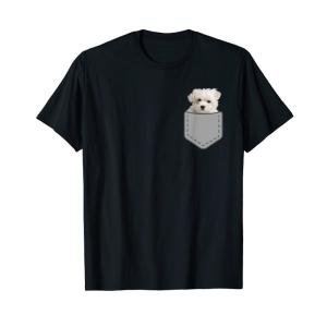 ポケットの中のマルチーズ 子犬 Tシャツ｜otc-store