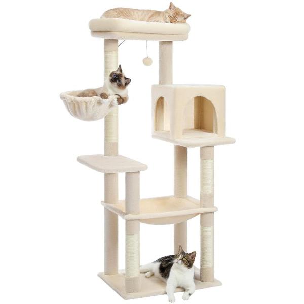 PETEPELA(ぺテぺラ) キャットタワー 大型猫 コンパクト 広いハンモック 猫タワー スリム ...