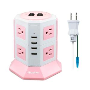 JIACHAN 電源タップタワー式 6個USB 8個コンセント 約 3m 急速