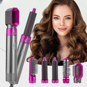 2023 多機能 ホットエアーブラシ 5 IN 1カールアイロン 電熱 ヘアドライヤー カール 3段階温度調節 美髪ドライヤー 自動巻き直両用コーム ヘアアイロン