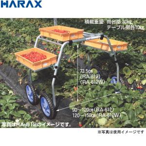 HARAX　ハラックス　楽太郎　RA-612　アルミ製　いちご収穫用台車　積載荷重 荷台30kg テーブル各10kg　ノーパンクタイヤ仕様｜otentosun