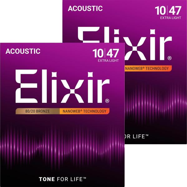 【お買い得 ２個セット】Elixir エリクサー アコースティックギター弦 11002 80/20B...
