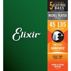 Elixir ベース弦 14207 NANOWEB 5弦 LONG SCALE LIGHT/MEDIUM 45-135 NICKEL PLATED｜otogibanashi-fuji