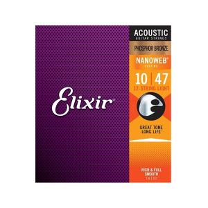 Elixir 12-STRINGS アコースティックギター弦 16152 PHOSPHOR BRONZE NANOWEB LIGHT 10-47 12弦 正規品｜otogibanashi-fuji