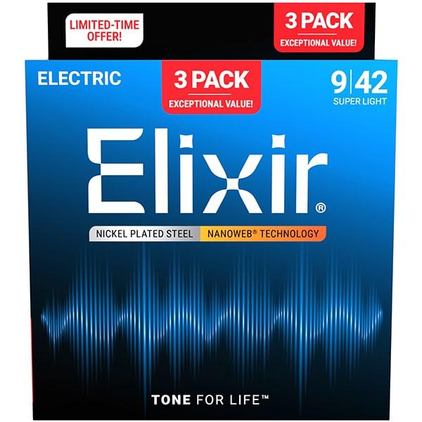 【数量限定３セット特別プロモーションパック】 Elixir エリクサー エレキギター弦 16566 ...