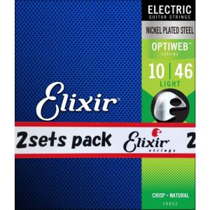 【お買い得 ２個セット】Elixir エリクサー エレキギター弦 2setpack 19052 OPTIWEB Light 10-46 正規品