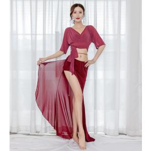 ベリーダンス衣装 レディース２点上下セット レッスン着トップスとスカート社交ダンス