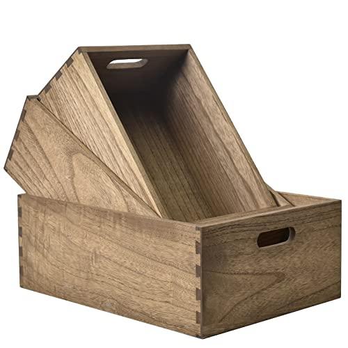 KIRIGEN 木箱 収納ボックス 大 3本セット ワイン木箱 キューブ おしゃれ 本箱 完成品 ブ...