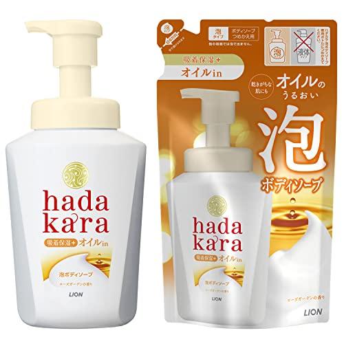 ハダカラ(hadakara) ボディソープ 泡 ローズガーデンの香り 本体 530ml+詰め替え 4...