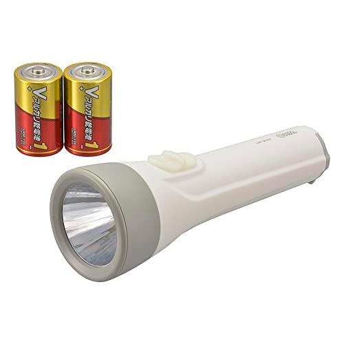 オーム電機 LED懐中ライト 常備灯 単1形乾電池×2本付き 110ルーメン LHP-1211C7 ...