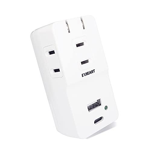 EXHEART USBポート付コンセント 3個口AC USB-A×1 USB-C×1 5V 3.4A...