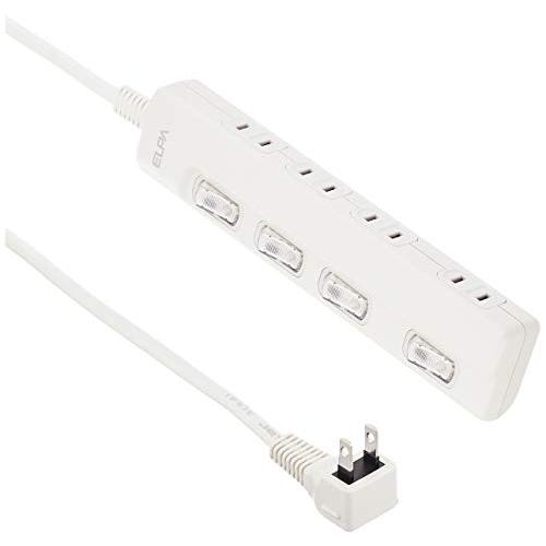 ELPA エルパ スイッチ付タップ LEDランプ 横挿し 4個口 1m WLS-LY41EB(W)
