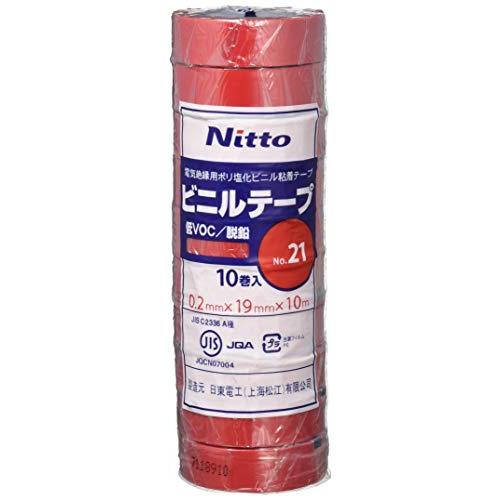 日東電工ＣＳ ビニールテープＮｏ．２１ １９ｍｍ×１０ｍ 赤 １０巻入り 2110R