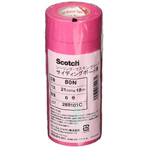 3M マスキングテープ シーリング用 80N 21mm幅x18m 6巻入 80N 21X18