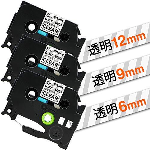 透明黒文字 6mm 9mm 12mm TZeテープ 3個セット テープ tze-111 tze-12...