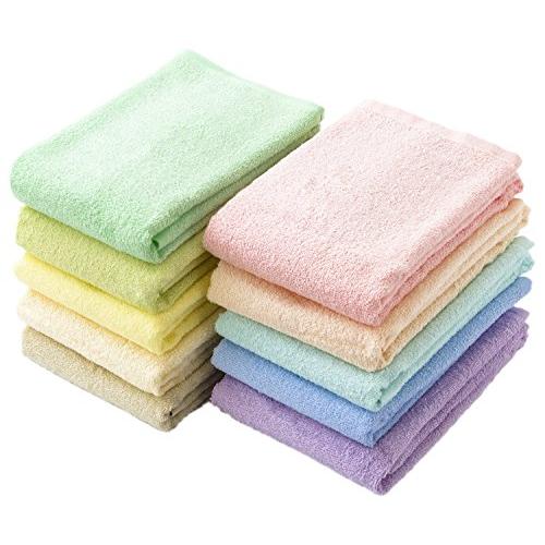 kosugizen フェイスタオル コットン 10色 34×80cm 徳用カラータオル 10枚入