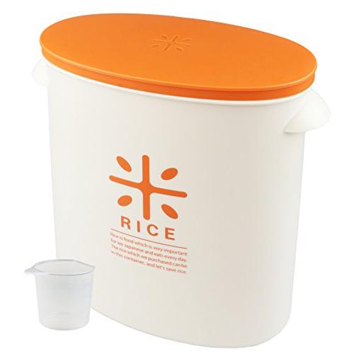 パール金属 日本製 米びつ 5kg オレンジ 計量カップ付 お米 袋のまま ストック RICE HB...