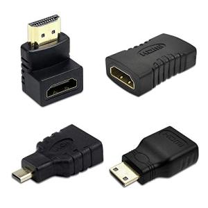 HDMI変換アダプタ コネクター 4種類セット HDMIケーブルコネクタアダプターキット HDMI 接続 変換 延長 コネクター 90度L型 m｜otogizakka