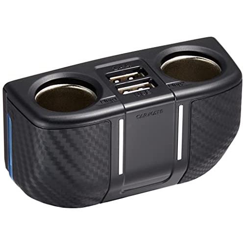 カーメイト(CARMATE) ソケット 2連フラットコード付き 2口USB 2.4A カーボン調 D...