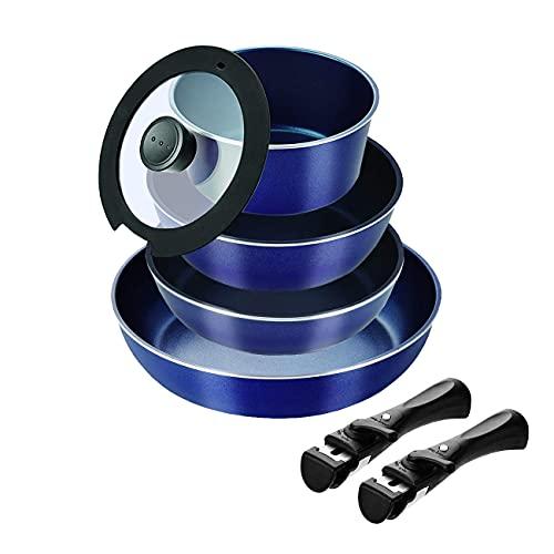 パール金属 スタックプラス ブルーダイヤモンドコートIH対応クックウェア7点セットA ネイビー HB...