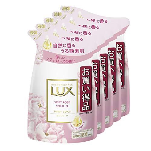 LUX(ラックス) ボディソープ ソフトローズ 詰替え用 300g×5個 おまけ付き ボディーソープ...