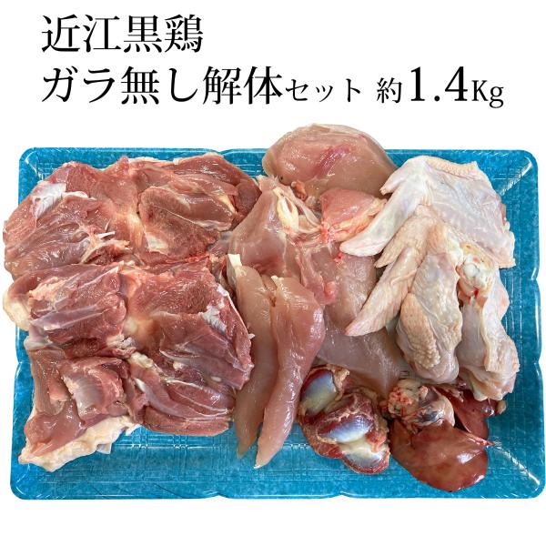 近江黒鶏 ガラ無し 解体一羽セット （もも肉 むね肉 ささみ 手羽元 手羽先 各2） 内臓付 約1....