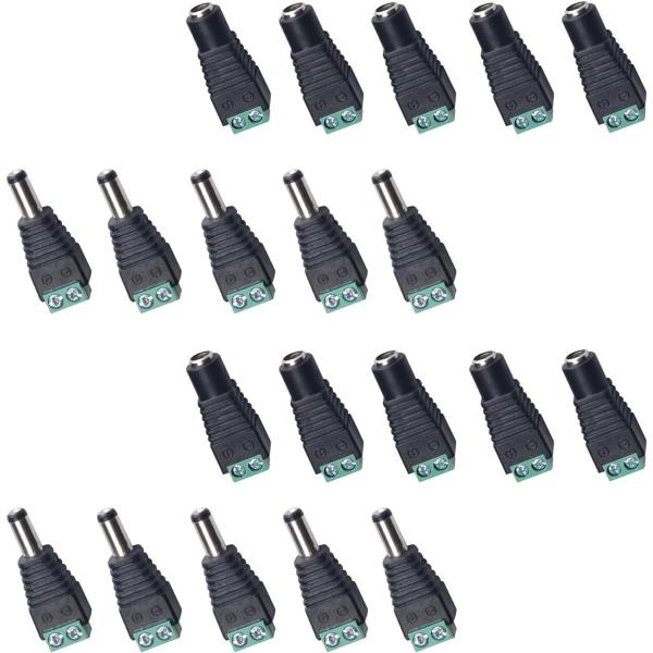 【オス10個＋メス10個　5.5mm x 2.1mm】 DC 12V電源アダプタクイックコネクタ ネ...