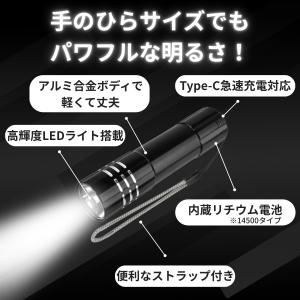 高輝度 充電式LEDミニハンディライト 懐中電...の詳細画像1