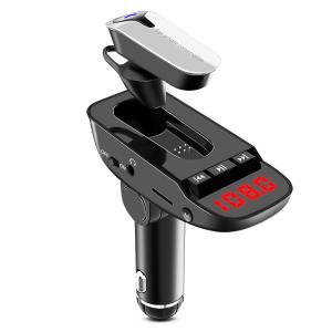 ハンズフリーイヤホン付き 車載 FMトランスミッター