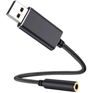 USB to 3.5ｍｍ オーディオ ケーブル USB外付け サウンドカード USBポート-3極（TRS）/4極（TRRS）3.5mmミニジャック変換ケーブル
