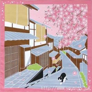 小風呂敷　たまのお散歩　桜　猫 ネコ キャット タペストリー ランチクロス