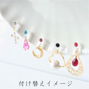 ストーン付き樹脂ノンホールピアス カン付きパー...の詳細画像5