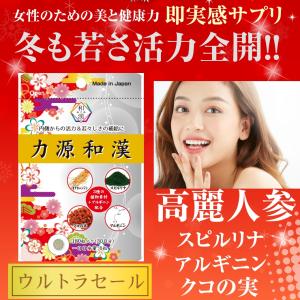 元気 サプリ アルギニン470mg 力源和漢 高麗人参 スーパーフード スピルナ クコの実 疲れ ストレス 冷え性 活力 サプリメント 特価