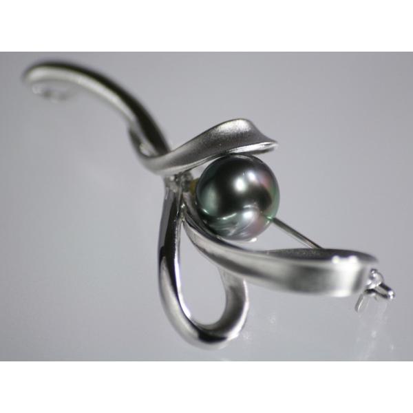 パール【OTOWA PEARL】 ブローチ 10.2mm 黒蝶真珠 SV