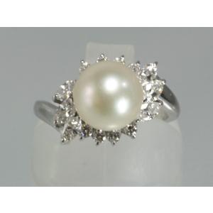 リング 9.1mm あこや真珠 ダイヤ入 Pt : 音羽パール - 通販 - Yahoo