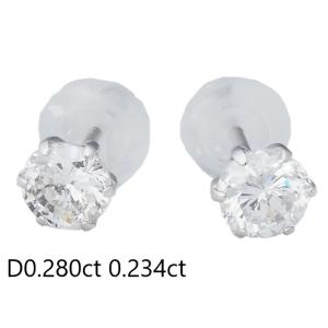 音羽屋□ G/I-1/I-2 1粒ダイヤモンド/0.555ct 0.609ct Pt900 ピアス 