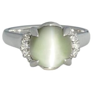 キャッツアイ リング 指輪 大粒 4.34ct Pt900 クリソベリルキャッツ