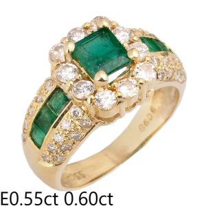 E0.78/D0.50 エメラルド ダイヤモンド リング Pt900プラチナ 指輪 16