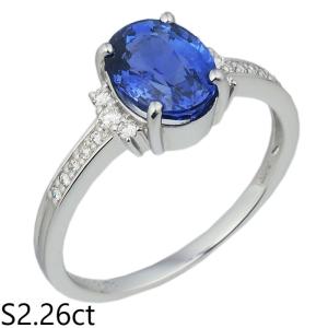 Pt900 天然ブルーサファイアリング 10号 約12.6g 4.34ct ダイヤモンド