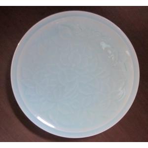 有田焼き 盛り皿 シリーズ 青白磁菊彫皿 規格 8号皿 日本製 国産 陶器