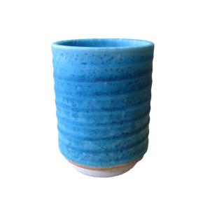 日本酒タンブラー和の陶器グラス大きめ300ml和風トルコブルー結晶｜otyawan-shop