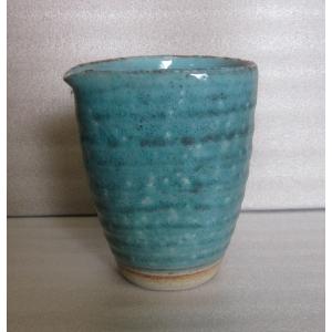 酒器 日本酒 片口 陶器 トルコブルー 美濃焼 松助窯 手作り 陶芸品 白御影｜otyawan-shop