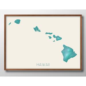 日本製 ポスター 12068ハワイ諸島 地図 絵画 インテリア A3サイズ アート 新築祝い ギフト 模様替え 北欧 管理ID: