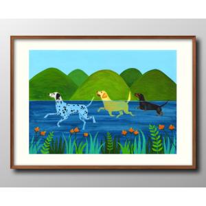 日本製 ポスター 12836犬 夏のある日 絵画 インテリア A3サイズ アート 新築祝い ギフト 模様替え 北欧 管理ID: