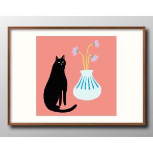 日本製 ポスター 12858北欧 猫 花瓶 絵画 インテリア A3サイズ アート 新築祝い ギフト 模様替え 北欧 管理ID: