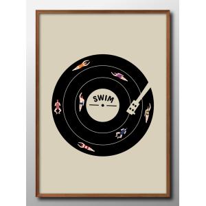 日本製 ポスター スイマー 海 レコード 水泳 夏 モダン 絵画 インテリア A3サイズ アート 新築祝い ギフト 模様替え 北欧 管理ID:13488